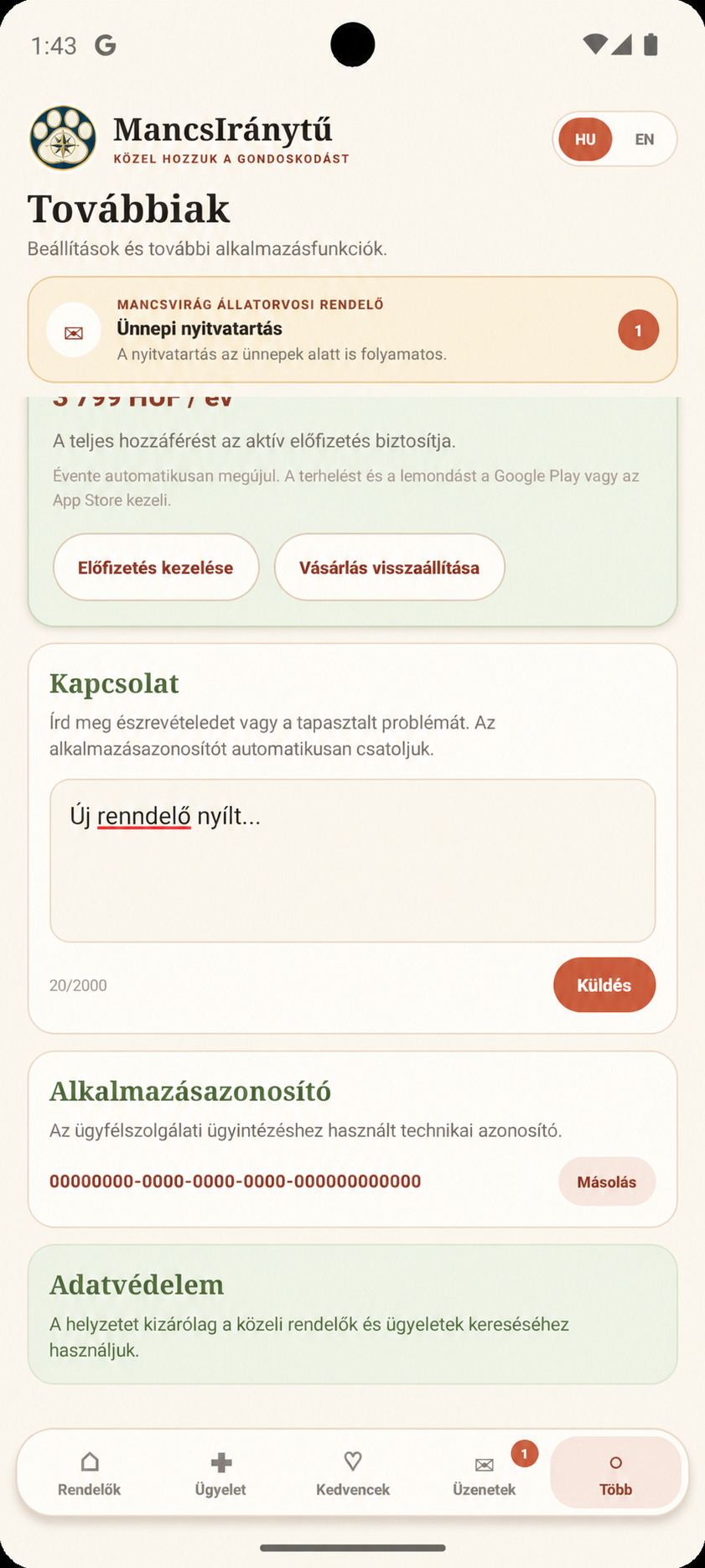 Kapcsolatfelvétel az ügyfélszolgálattal