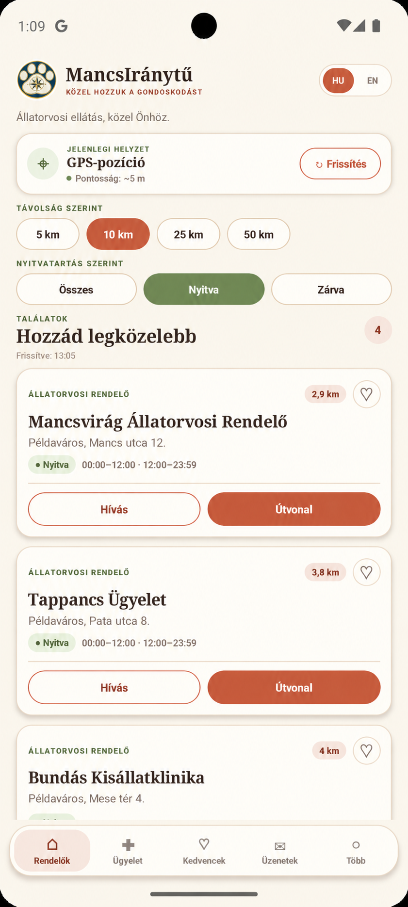 Nyitva tartó rendelők listája